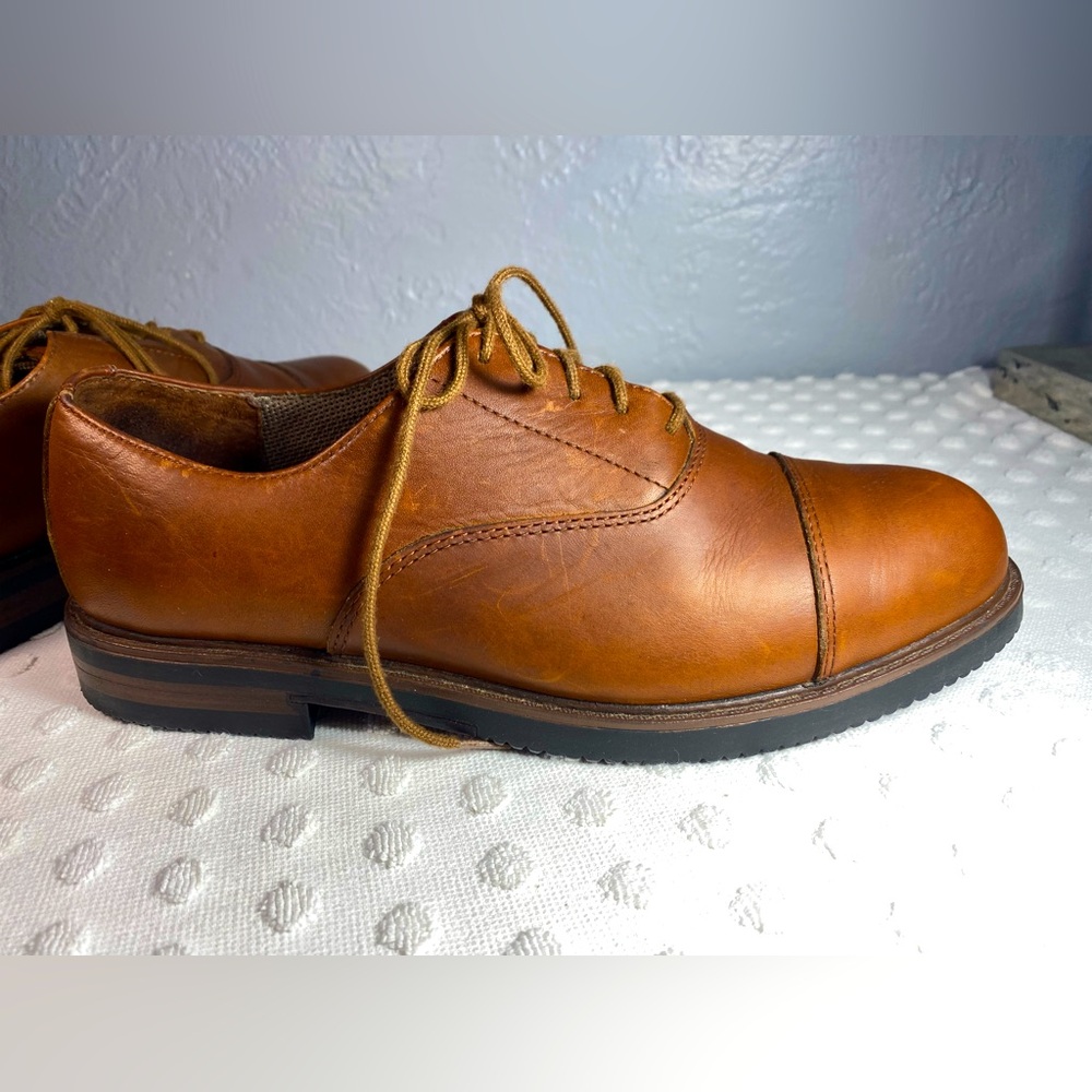 Bass Mens Brown  Leather Lace Up Oxford Dress Shoes